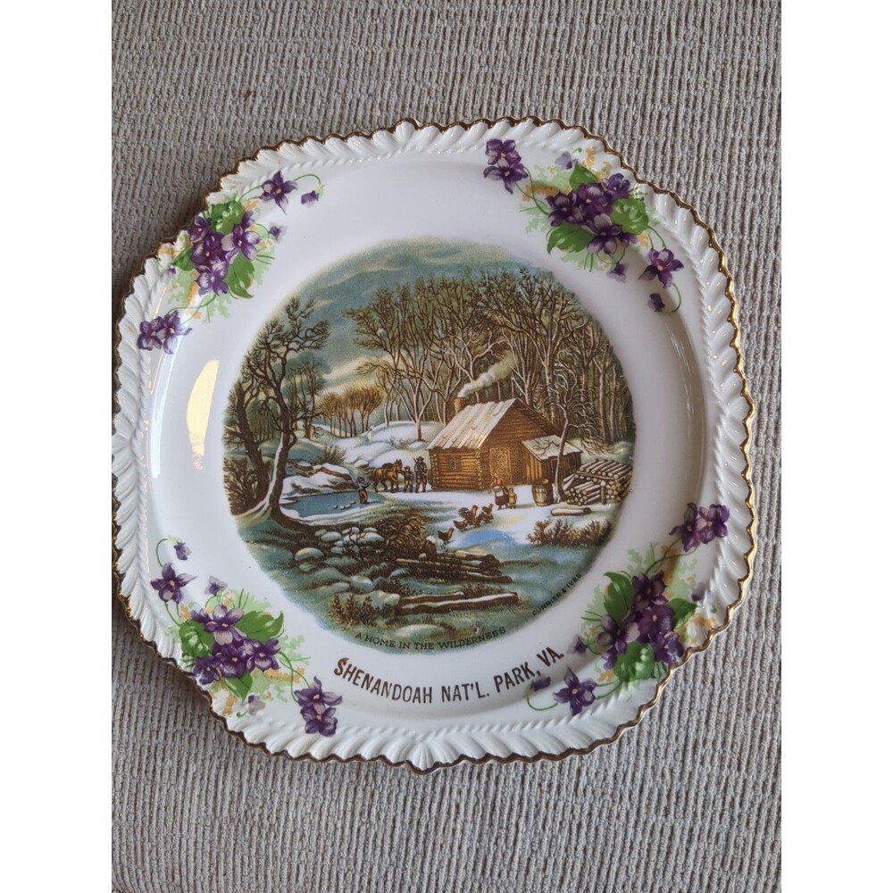 Vintage Currier & Ives Home in the Wilderness Plate Shenandoah National Park
